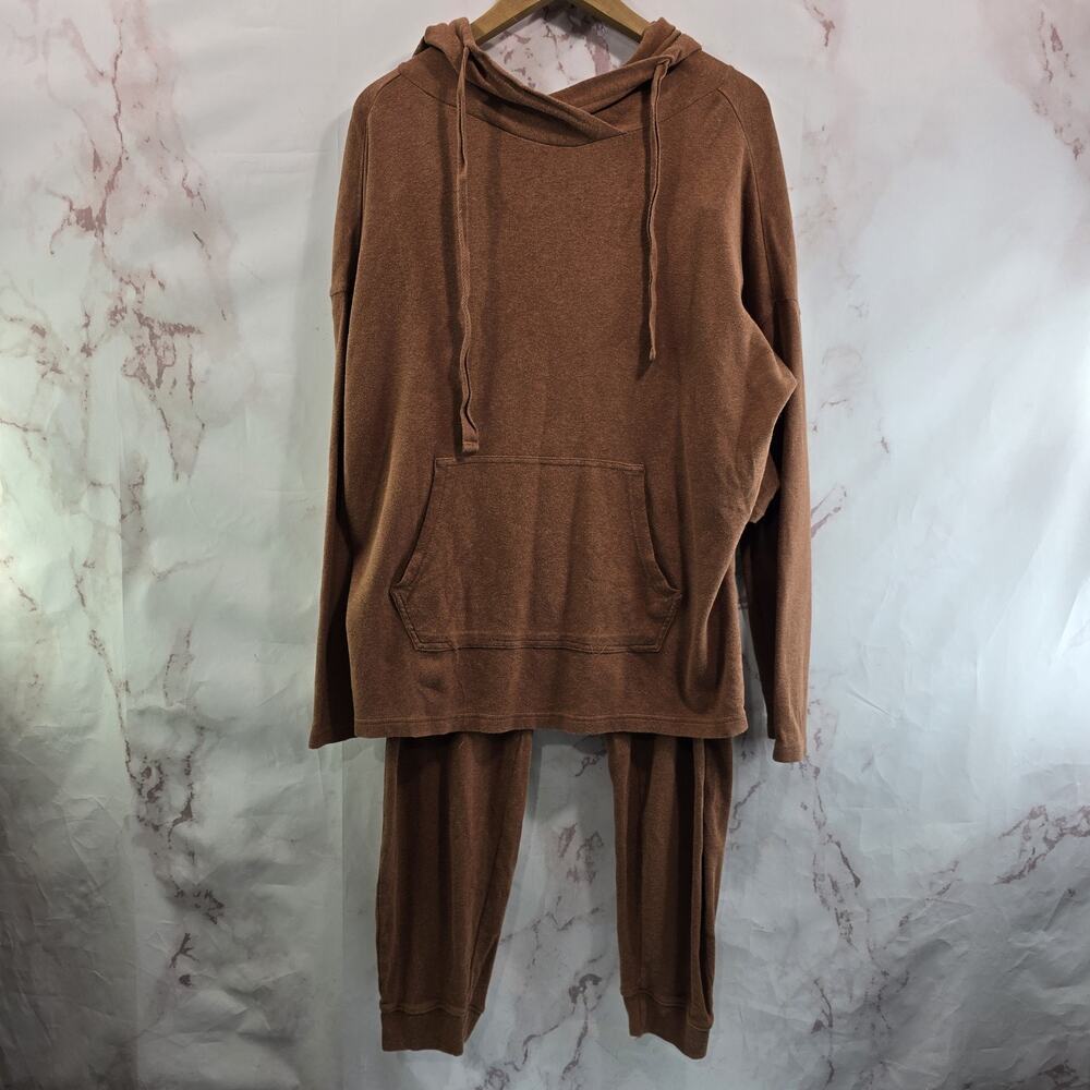 Pact Organic Sweatpants Hoodie Womens Large Sweatshirt Set Matching Jogger Brown